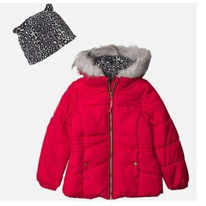 Jessica Simpson Girls' Expedition Parka, Red/Hat, size 4
